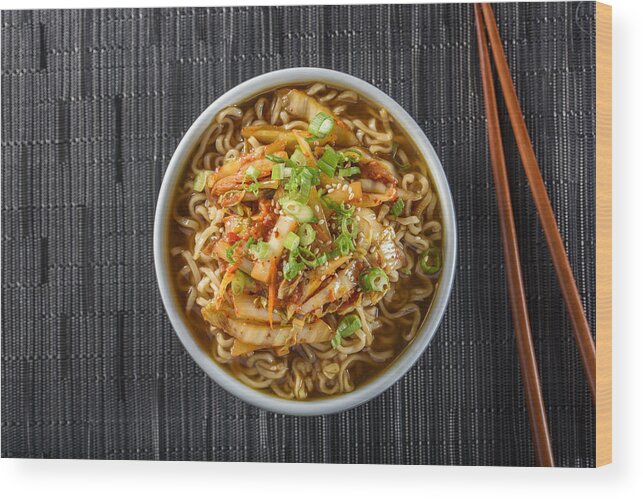 Korean Food Wood Print featuring the photograph Kimchee Ramen by 4kodiak