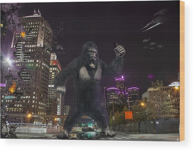 King Kong Wood Print featuring the photograph King Kong on Jefferson St in Detroit by Nicholas Grunas