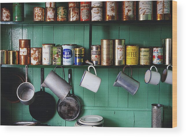 Cooking Utensil Wood Print featuring the photograph Kitchen Shelves In Museum At British by Richard I'anson