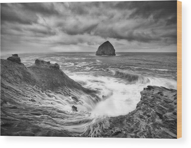 Brookings Wood Print featuring the photograph Kiwanda Curls by Darren White