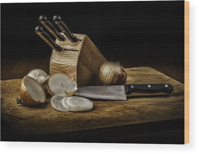Bath Wood Print featuring the photograph Knives and Onions by Don Hoekwater Photography