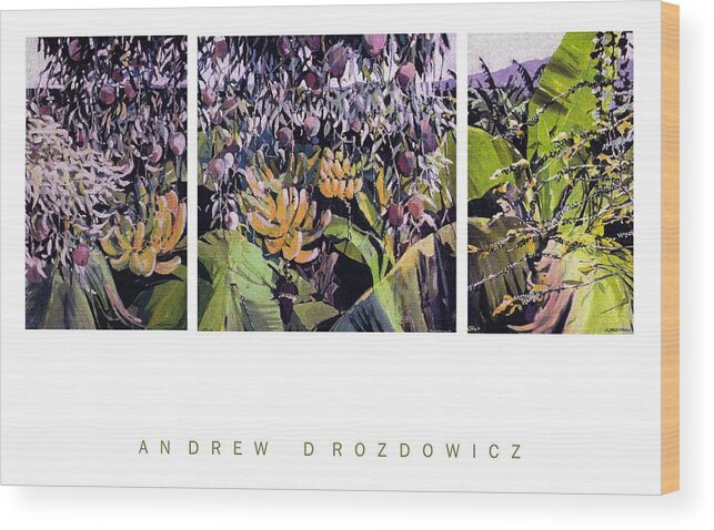 Hawaii Wood Print featuring the painting Kona Garden by Andrew Drozdowicz