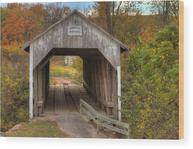 Hillsboro Wood Print featuring the photograph KY Hillsboro or Grange City Covered Bridge by Jack R Perry