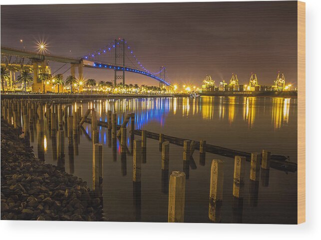 La Harbor Wood Print featuring the photograph L.A Harbor by Tassanee Angiolillo