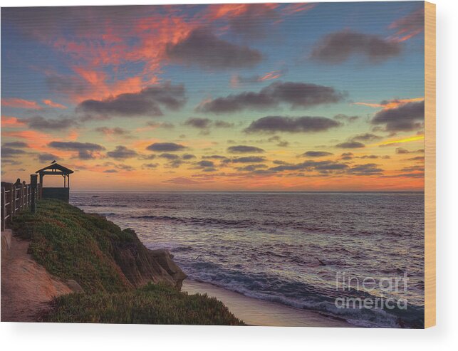 La Jolla Wood Print featuring the photograph La Jolla Cliffs At Sunset by Eddie Yerkish