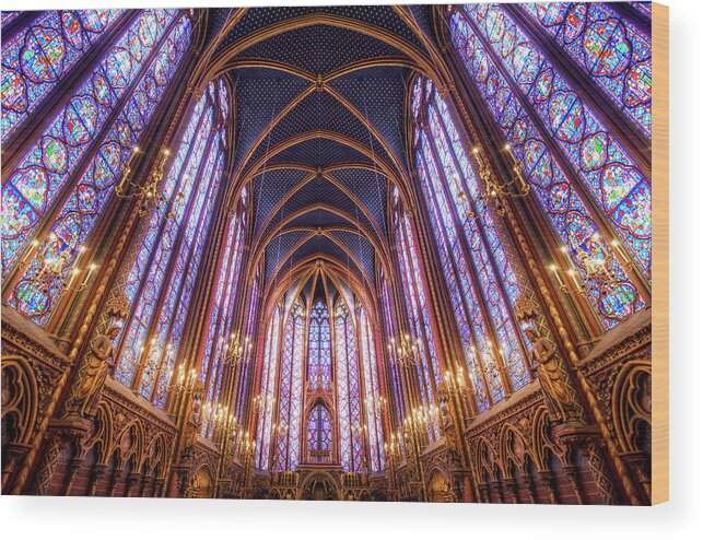 Arch Wood Print featuring the photograph La Sainte-chapelle Upper Chapel, Paris by Joe Daniel Price