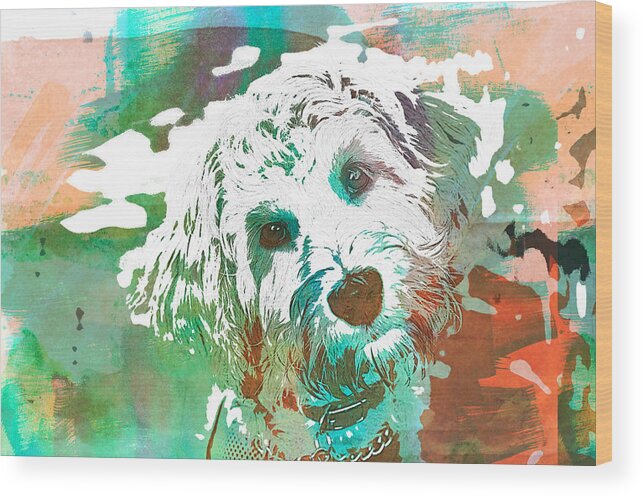Portrait Wood Print featuring the photograph Labradoodle-WC 2 by Joye Ardyn Durham