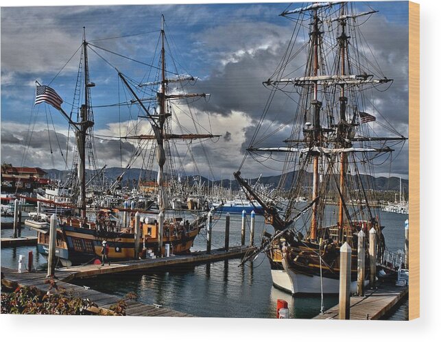 Tall Ships Wood Print featuring the photograph Lady Washington - Hawiian Chieftain by Michael Gordon