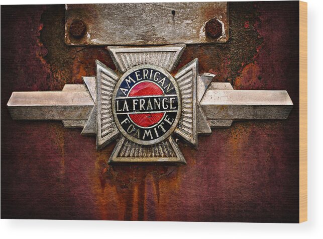 Fire Truck Wood Print featuring the photograph LaFrance Badge by Mary Jo Allen