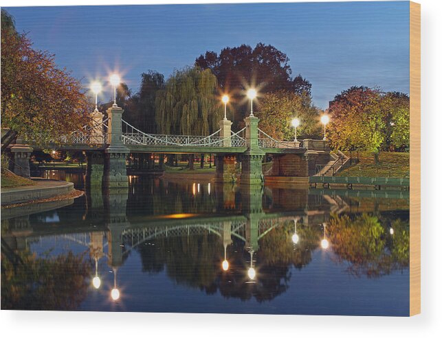 Boston Wood Print featuring the photograph Lagoon Bridge in the Boston Public Garden by Juergen Roth