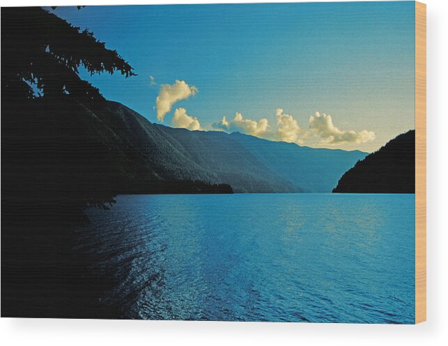 Lake Crescent Wood Print featuring the photograph Lake Crescent Afterglow by Mike Flynn
