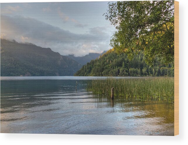 Crescent Wood Print featuring the photograph Lake Crescent Morning by Heidi Smith