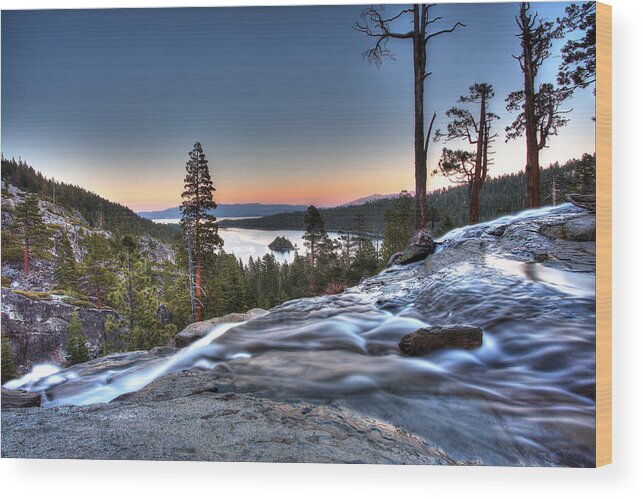 Lake Tahoe Wood Print featuring the photograph Lake Tahoe Sunset at Eagle Falls by Shawn Everhart