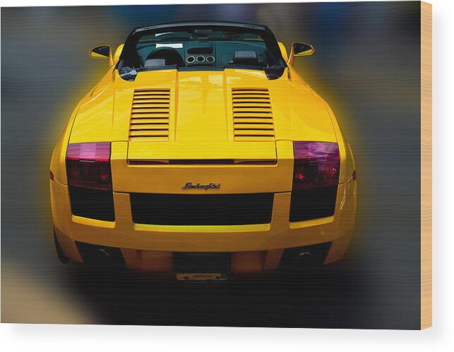 Lamborghini Wood Print featuring the photograph Lamborghini in Yellow by William Jobes