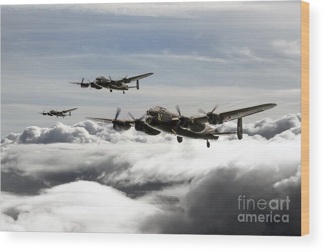 Lancaster Bomber Wood Print featuring the digital art Lancaster Squadron by Airpower Art
