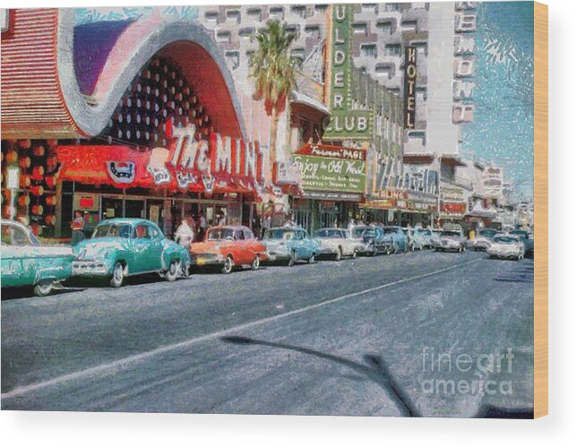 Las Vegas Wood Print featuring the painting Las Vegas 1959 by Vincent Monozlay