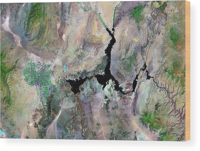 Lake Mead Wood Print featuring the photograph Las Vegas by Nasa/science Photo Library