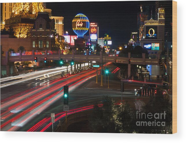 Las Vegas Wood Print featuring the photograph Las Vegas Strip by Eddie Yerkish