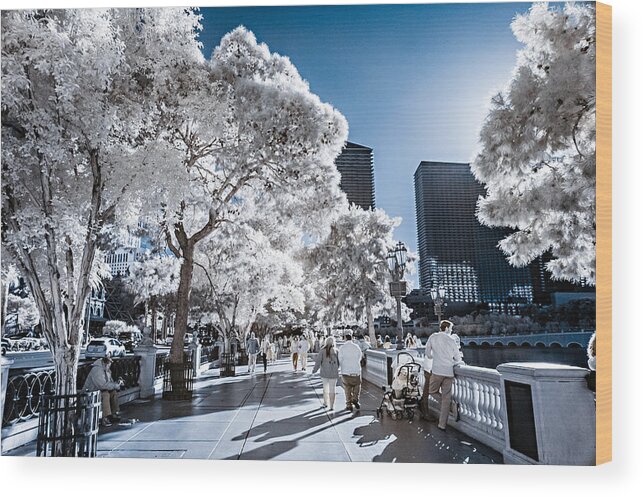 720 Nm Wood Print featuring the photograph Las Vegas Strip in Infrared 1 by Jason Chu