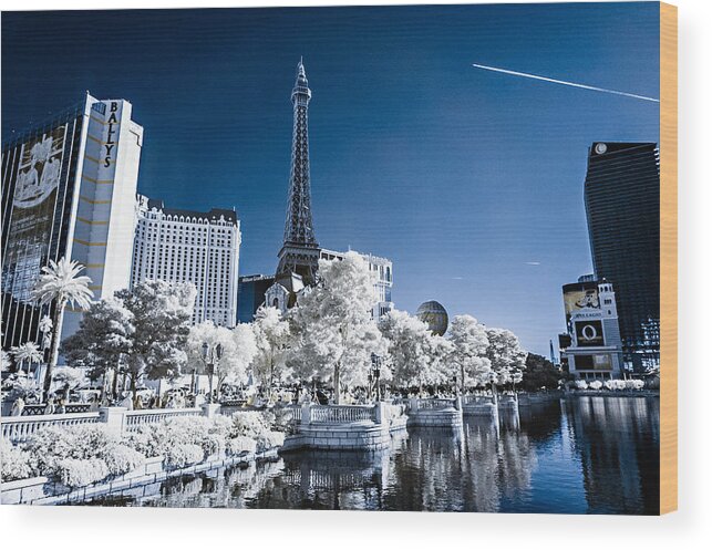 720 Nm Wood Print featuring the photograph Las Vegas Strip in Infrared 2 by Jason Chu