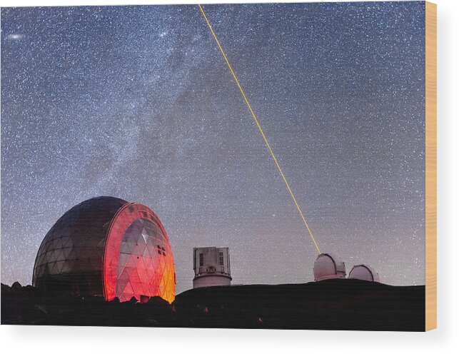 Big Island Wood Print featuring the photograph Lasers Above Mauna Kea 2 by Jason Chu