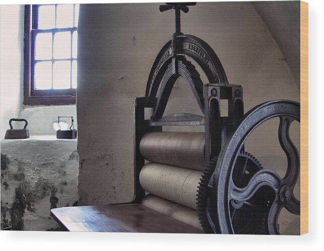 Antique Wood Print featuring the photograph Laundry Press by Jason Politte