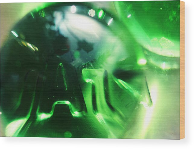 Glass Wood Print featuring the photograph Lavazza Green Abstract by Jenny Rainbow