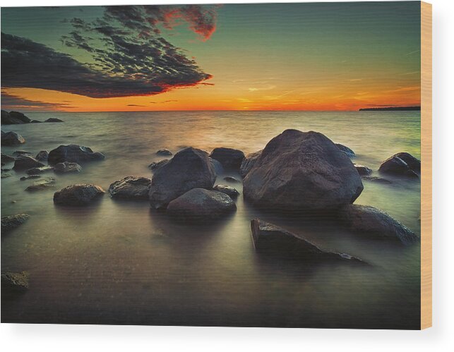 Water Wood Print featuring the photograph Lazy Sunset by Stuart Deacon