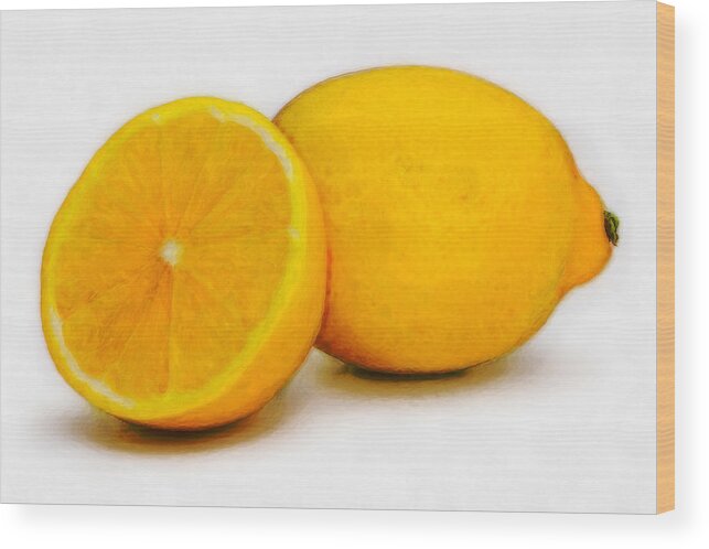 Lemons Wood Print featuring the digital art Lemons by David Blank