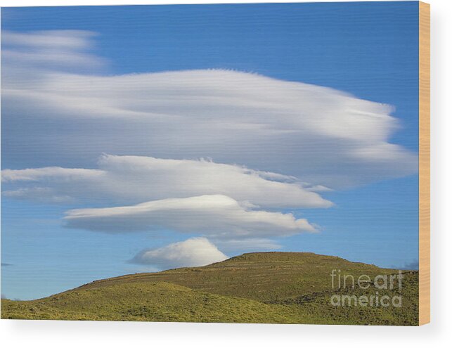 00346037 Wood Print featuring the photograph Lenticular Clouds Over Torres Del Paine by Yva Momatiuk John Eastcott