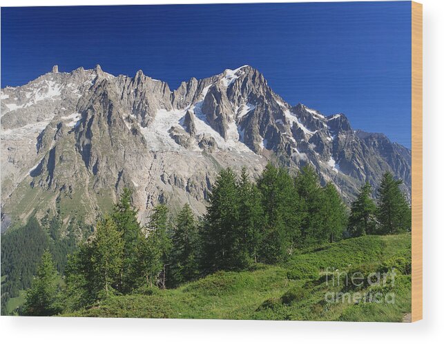 Alpine Wood Print featuring the photograph Les Grandes Jorasses - Mont Blanc by Antonio Scarpi