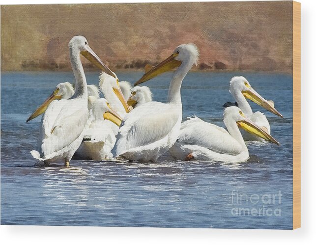 Pelican Wood Print featuring the photograph Lets Blow This Joint by Betty LaRue