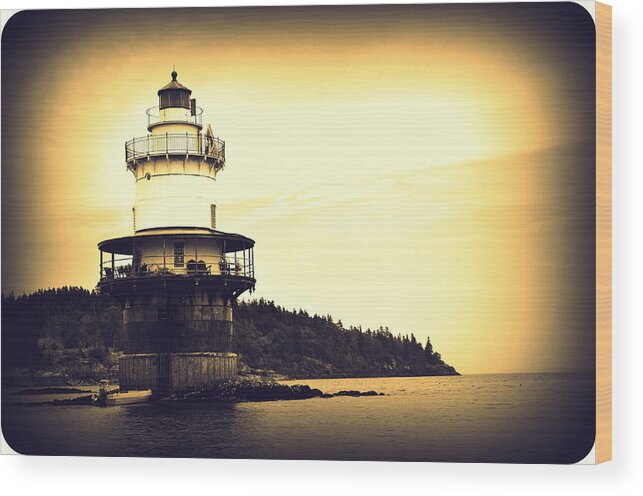 Maine Wood Print featuring the photograph Light House by BDT Images