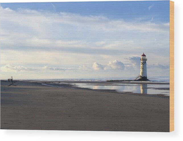  Silver Man Wood Print featuring the photograph Lighthouse at Talacre by Spikey Mouse Photography