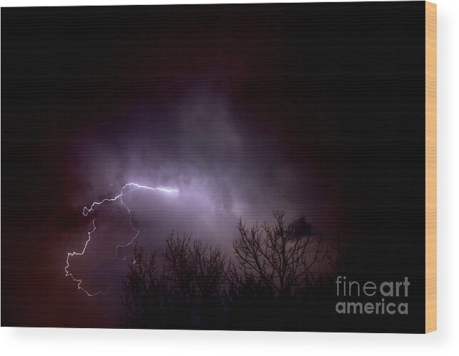 Light Wood Print featuring the photograph Lightning 2 by Jacqueline Athmann