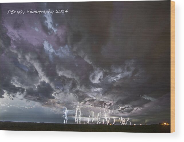 Lightning Wood Print featuring the photograph Lightning Barrage by Paul Brooks