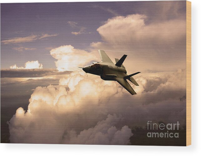F 35 Wood Print featuring the digital art Lightning pass by Airpower Art