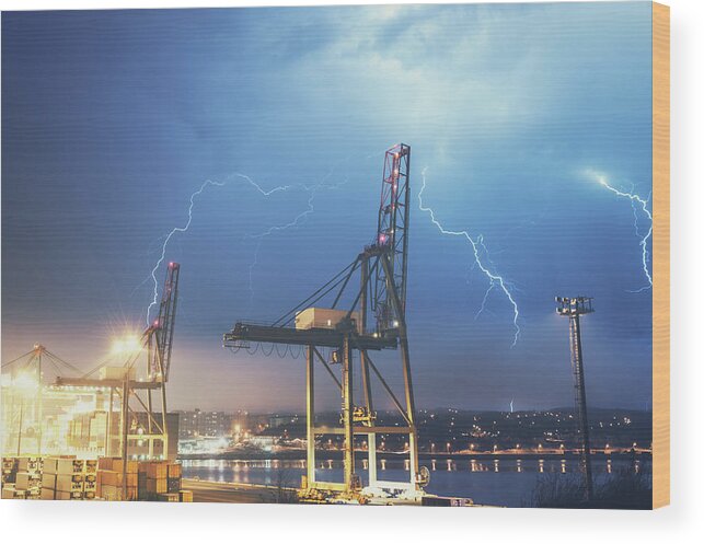 Thunderstorm Wood Print featuring the photograph Lightning Strike by Shaunl
