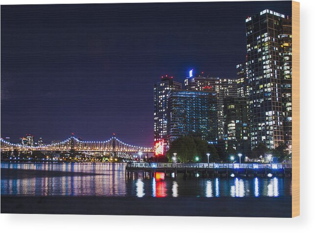 New York City Wood Print featuring the photograph Lights of Long Island City by GeeLeesa Productions