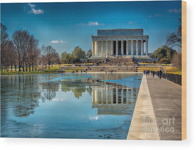 Washington Dc Wood Print featuring the photograph Lincoln Memorial reflection by Izet Kapetanovic