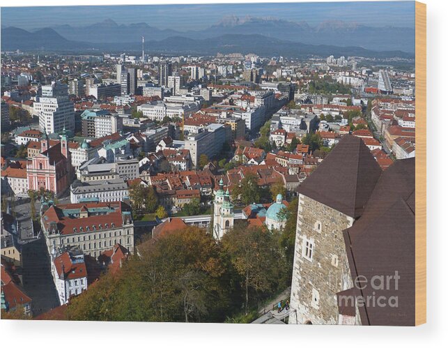 Ljubljana Wood Print featuring the photograph Ljubljana - Capital of Slovenia by Phil Banks