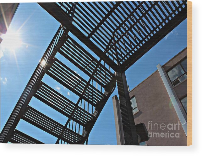 Fire Escape Wood Print featuring the photograph Loft stairs by Darius Matuliukstis