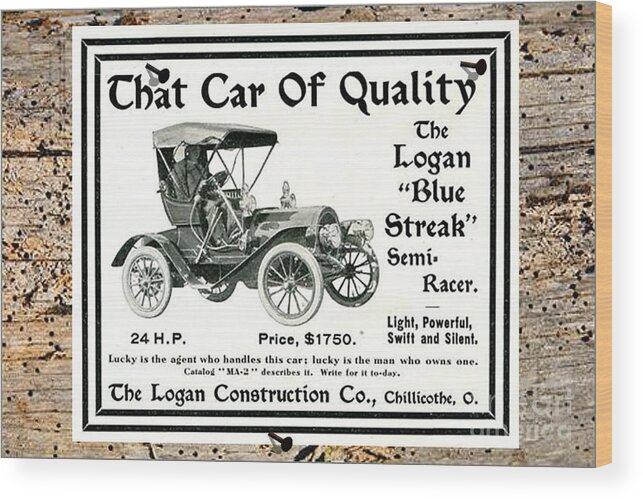 Logan Wood Print featuring the photograph Logan Car Poster on Wood by Charles Robinson