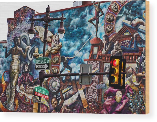Philadelphia Mural Wood Print featuring the photograph Lombard and Broad by Alice Gipson