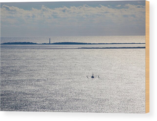 Cape Lookout Light House Wood Print featuring the photograph Lone Shrimper by Paula OMalley
