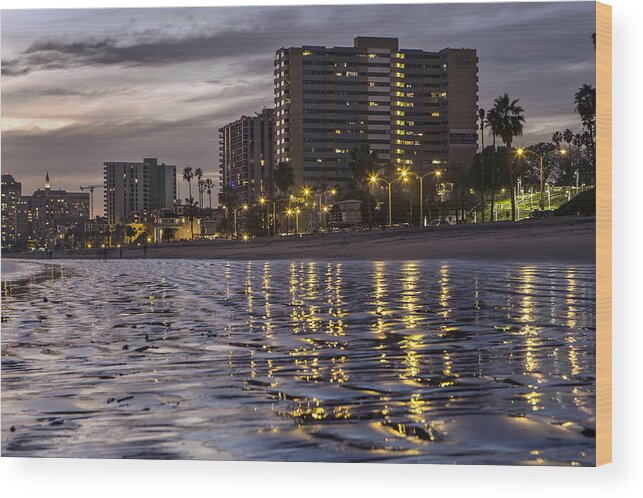 Abstract Wood Print featuring the photograph Long Beach Evening by Denise Dube