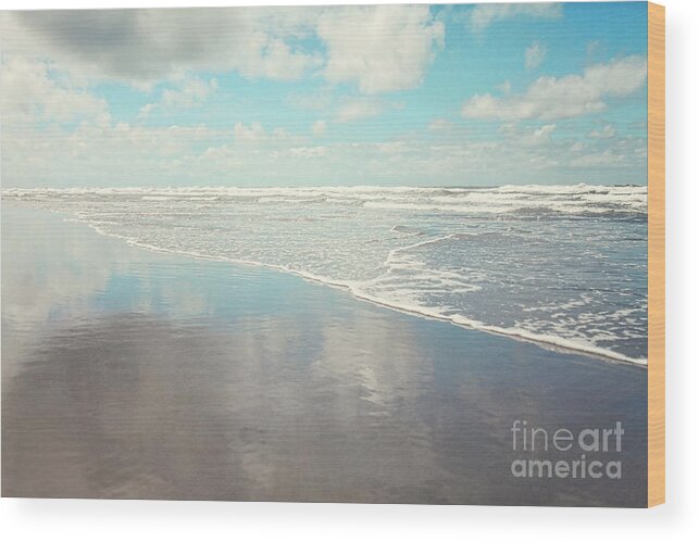 Ocean Wood Print featuring the photograph Long Beach by Sylvia Cook