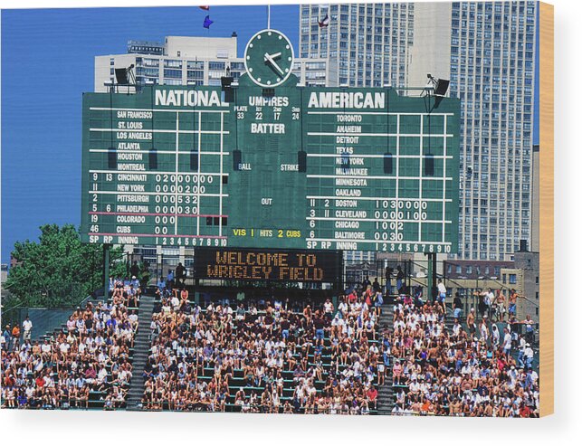 Photography Wood Print featuring the photograph Long View Of Scoreboard And Full by Panoramic Images