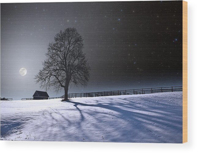 Astronomy Wood Print featuring the photograph Long Winter Shadows by Larry Landolfi