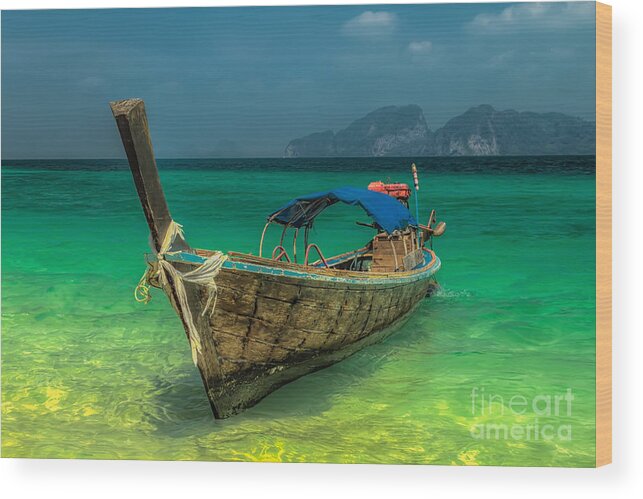Koh Lanta Wood Print featuring the photograph Long Tail Boat Thailand by Adrian Evans